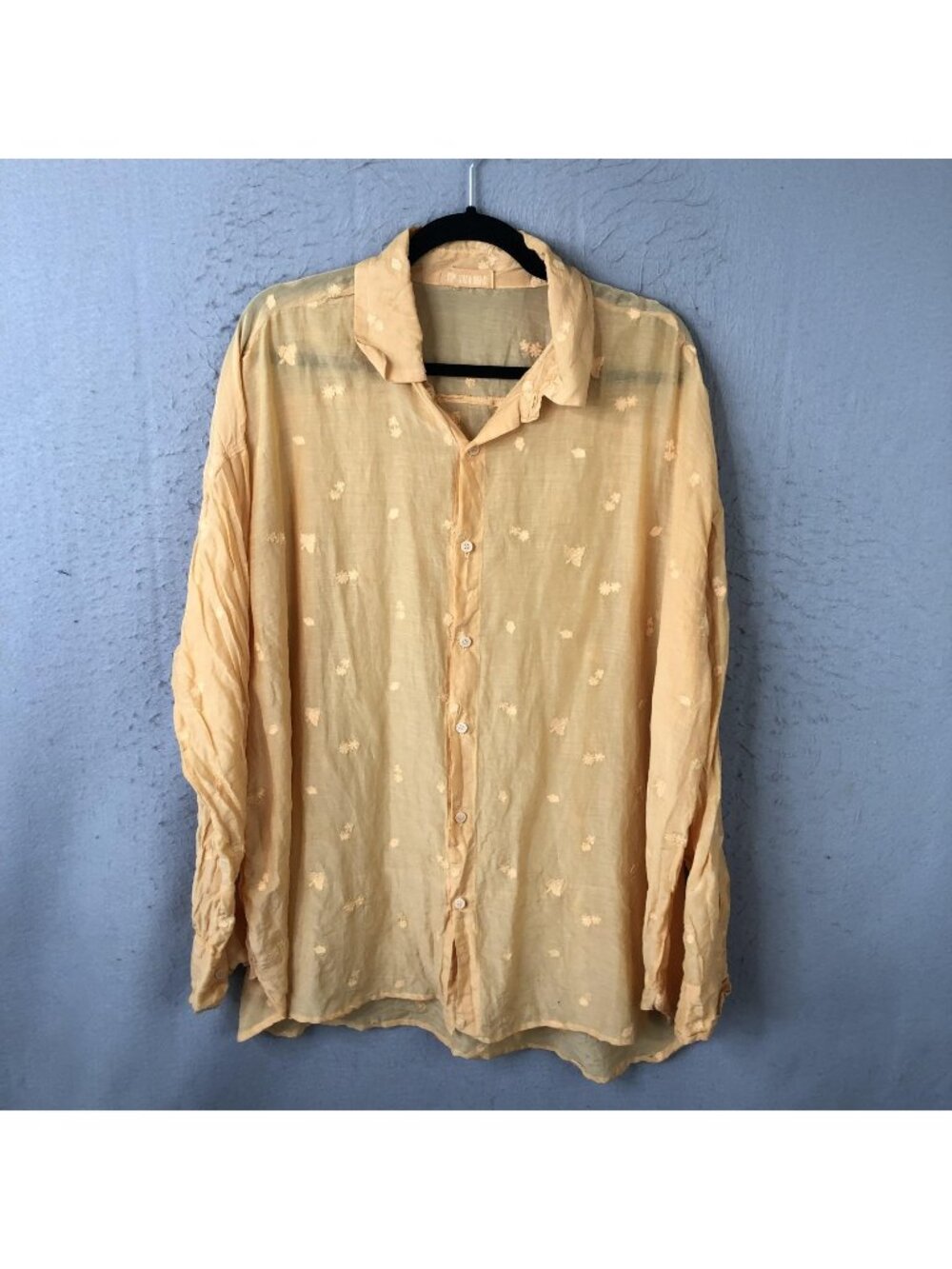 CP Shades Tunic Shirt Womens One Size Beige Embroidered Dot Sheer Boho Oversized